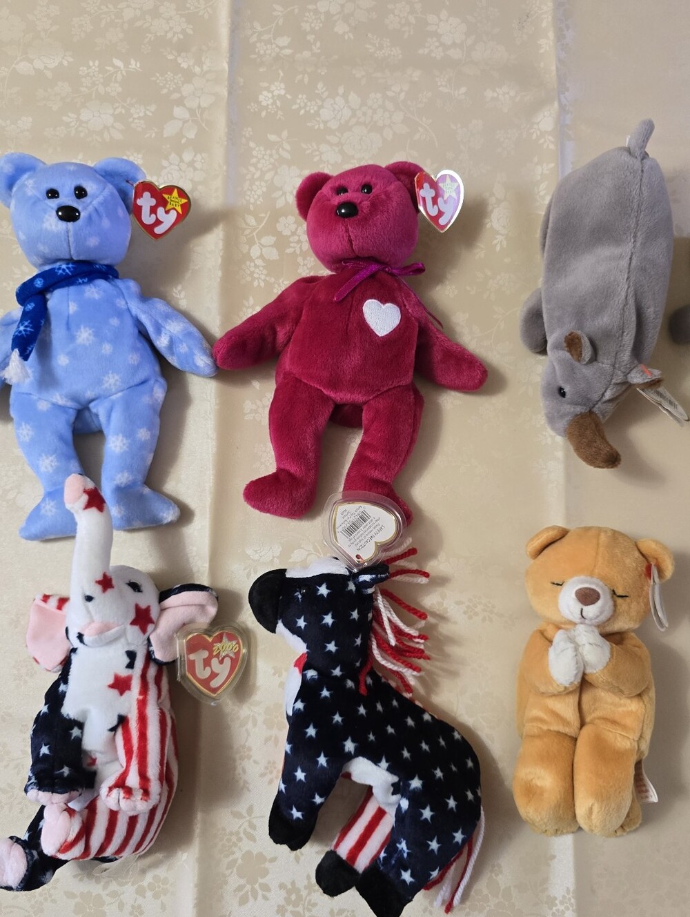 NWT Vintage TY Beanie Babies Lot #3 Set of 6 Holiday Bears Retired
